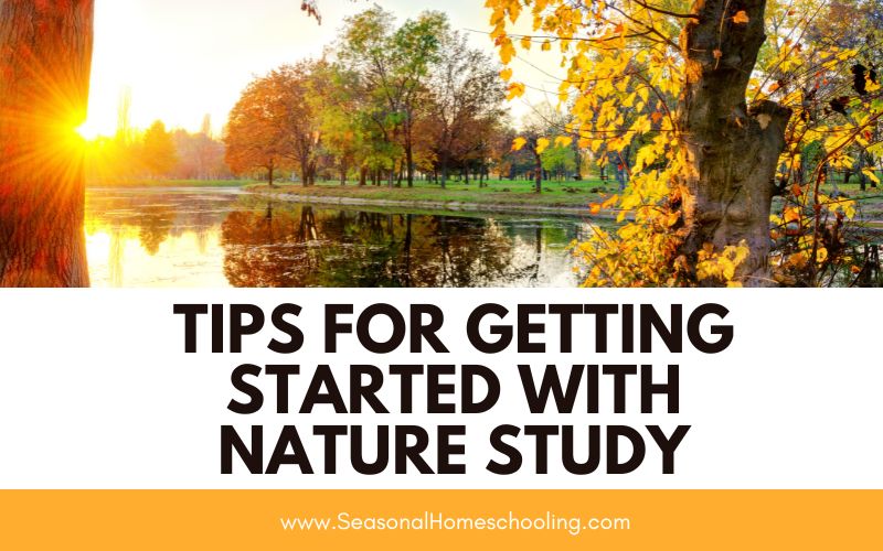 lake in the autumn with Tips for Getting Started with Nature Study text overlay