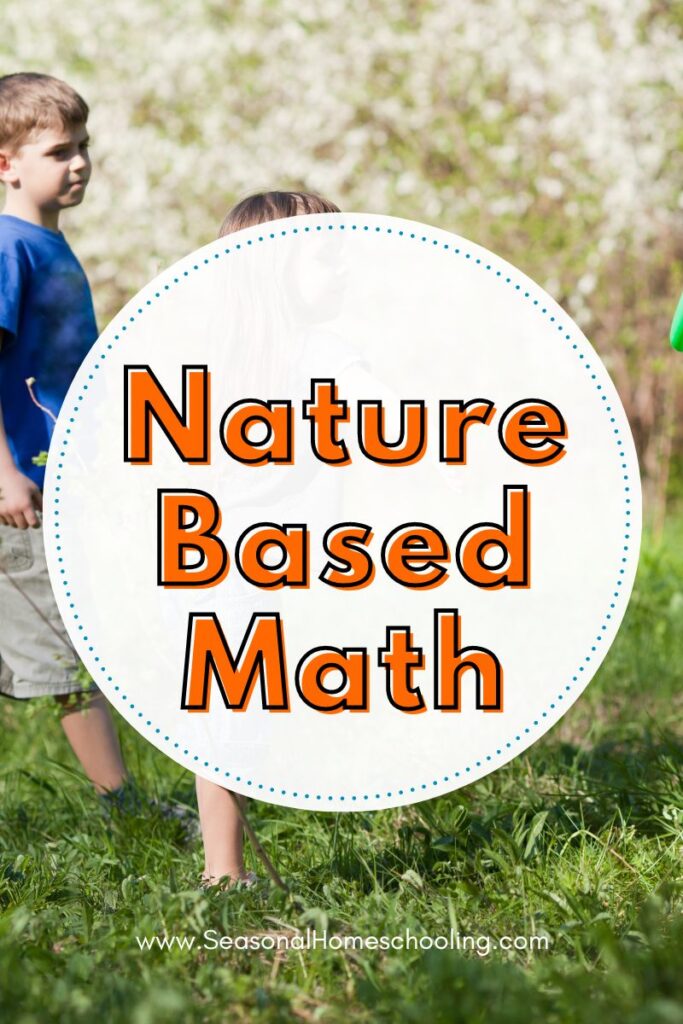 kids outside with Nature Based Math text overlay