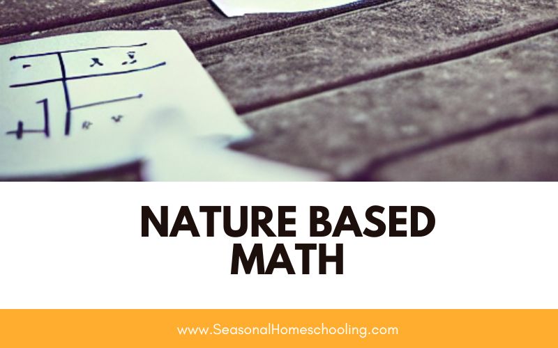 make questions outside with Nature Based Math text overlay