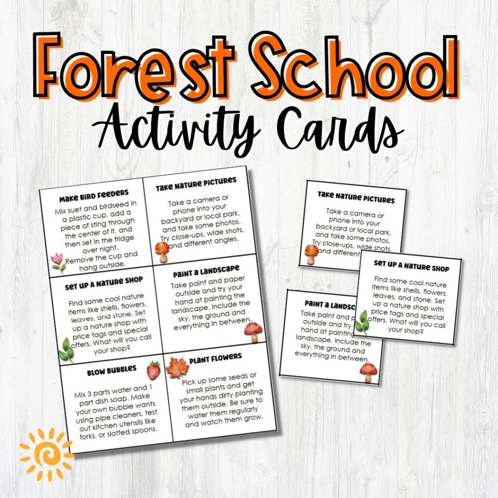 sample of the forest school activity cards