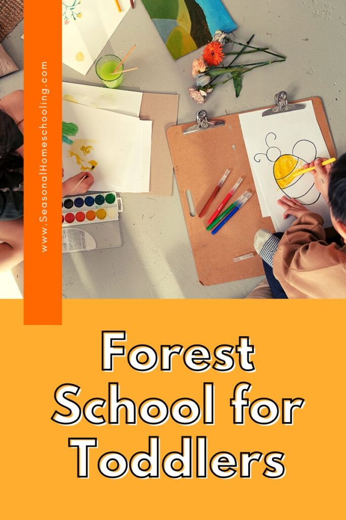 painting with Forest School for Toddlers text overlay