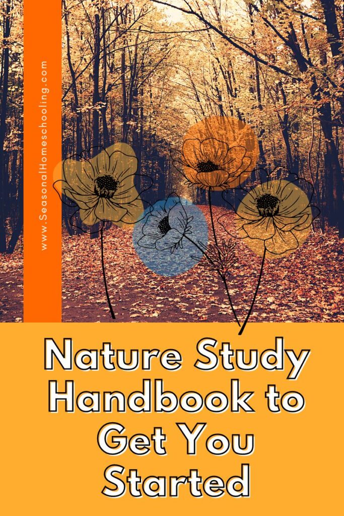 woods with flowers on image with Nature Study Handbook to Get You Started text overlay
