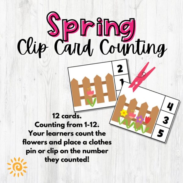 Spring Clip Cards Counting Samples