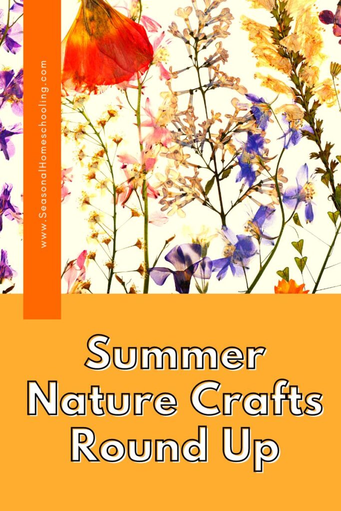 pressed flower with Summer Nature Crafts Round Up text overlay