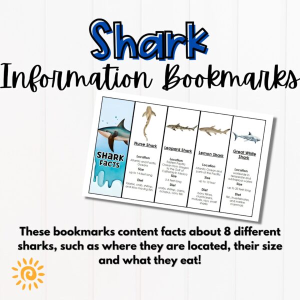 Shark Information Bookmark Set sample
