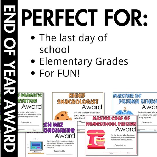 End of Year Rewards - homeschool page samples