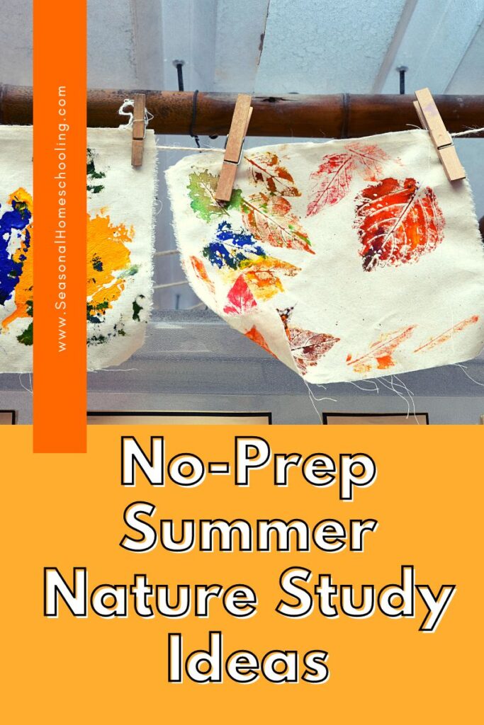 No-Prep Summer Nature Study Ideas leaf rubbings hanging up