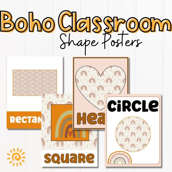 Shape Posters Boho Rainbow Classroom Theme page samples