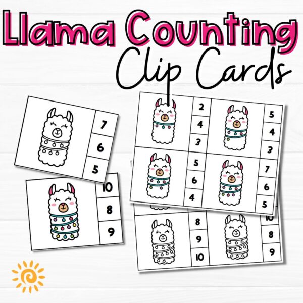Llama Counting Clip Cards - Counting to 10