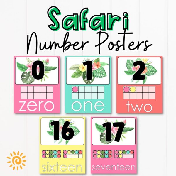 Safari Number Posters to 20 samples