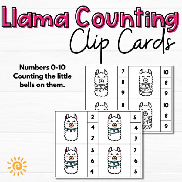 Llama Counting Clip Cards Samples