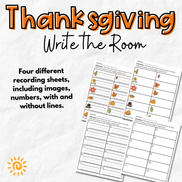 Thanksgiving Write the Room samples