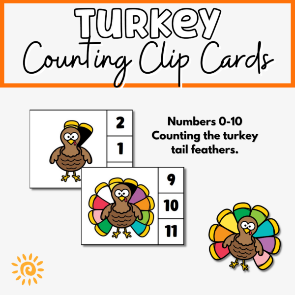 Turkey Feather Counting Clip Cards sample pages