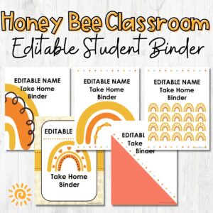 Honey Bee Student Binder Editable sample