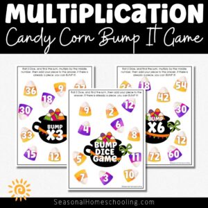 Candy Corn Halloween Bump Dice Game with Multiplication Up to 12 samples