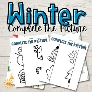 Evoke creativity with our Winter Complete the Picture printables! 5 delightful scenes for kids to finish, sparking imaginative winter adventures. samples
