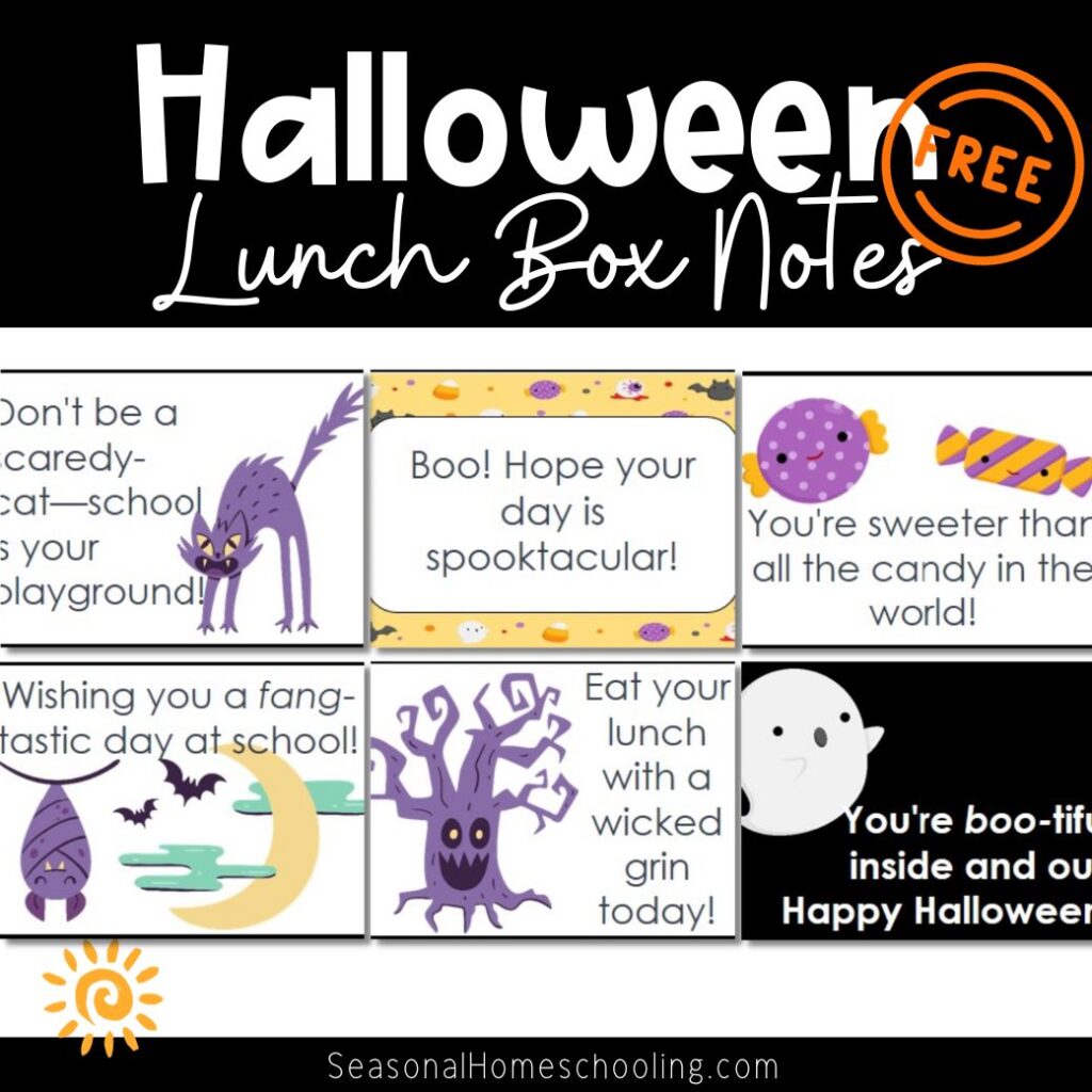 Halloween Lunch box notes sample