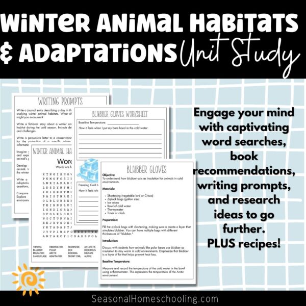 Winter Animal Habitats & Adaptations Unit Study samples