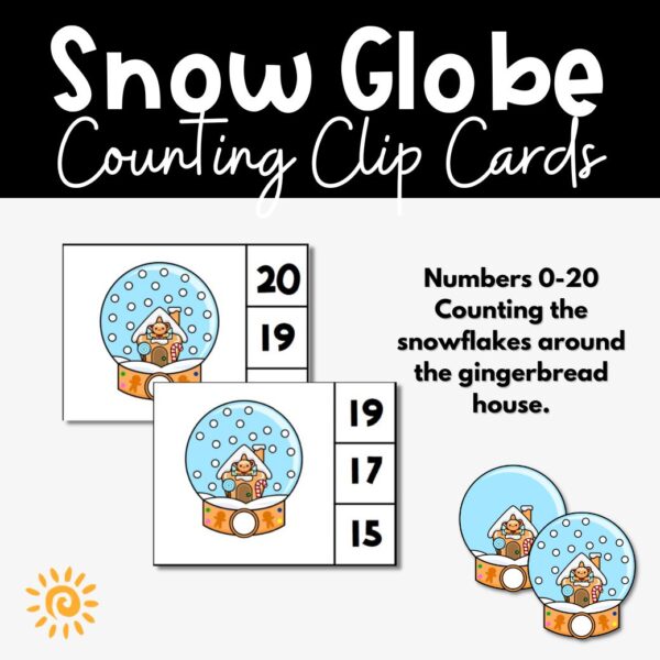 Snow Globe Clip Cards Counting to 20 samples