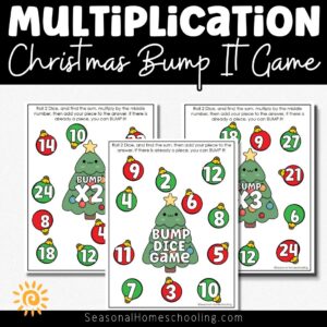 Christmas Bump Dice Game with Multiplication Up to 12 samples