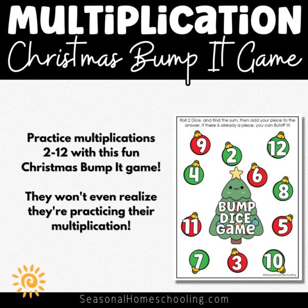 Christmas Bump Dice Game with Multiplication Up to 12