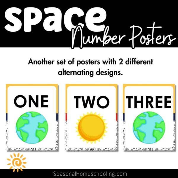Space Number Posters examples