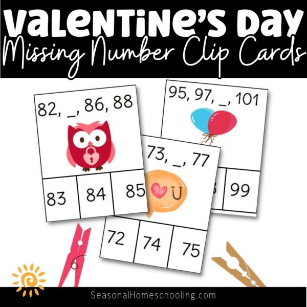 Valentine's Day Missing Number Clip Cards Samples