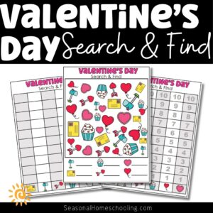 Valentine's Day search and find and Graph printable samples