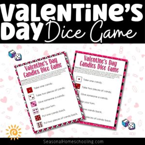 Valentine's Day Candy Dice Game Printable pages samples