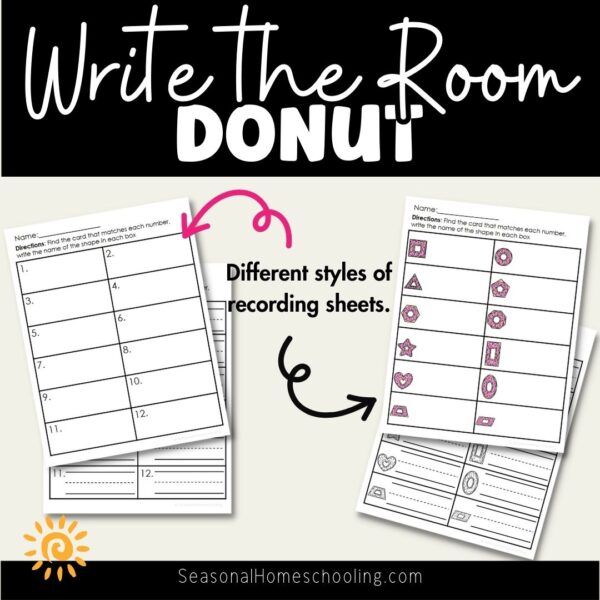 Donut Shapes Write the Room Printable samples