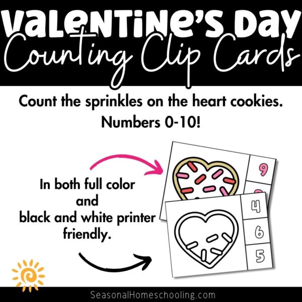 Valentine's Day Counting Clip Cards - Counting to 10 + Flashcards product samples