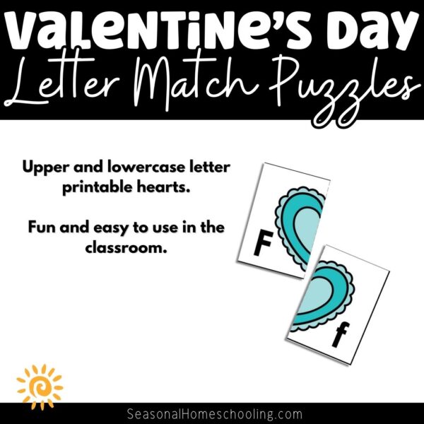 Valentine's day Letter Matching Puzzles printable sampes