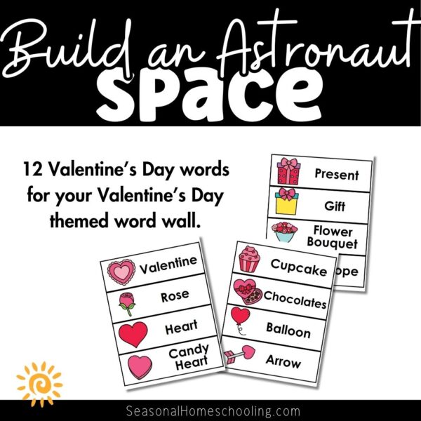 Valentine's Day Word Wall samples of the printable