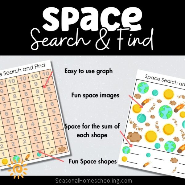 Space Search & Find printable page samples