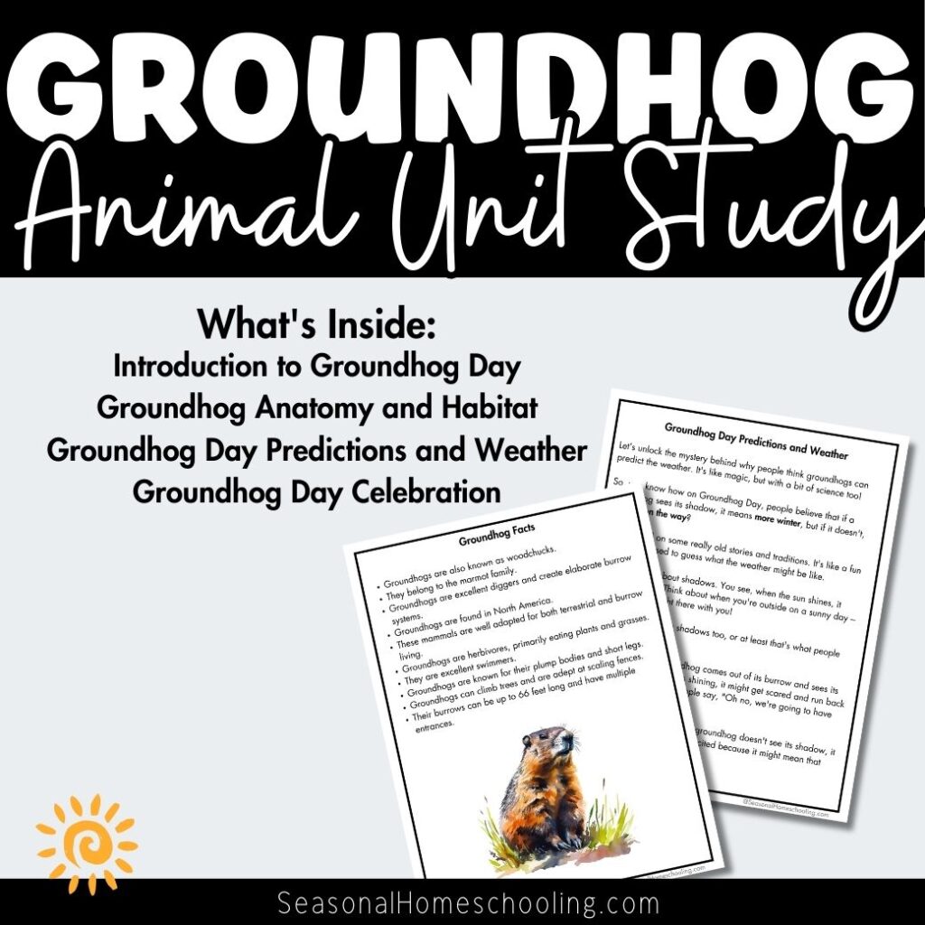 Groundhog Mini Animal Unit Study Samples of printable