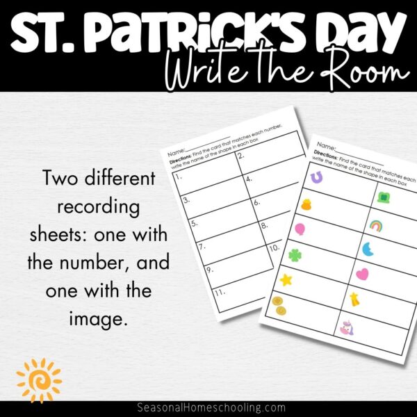 St. Patrick's Day Write the Room printable samples