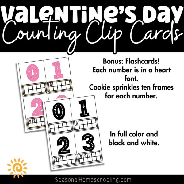 Valentine's Day Counting Clip Cards - Counting to 10 + Flashcards product samples