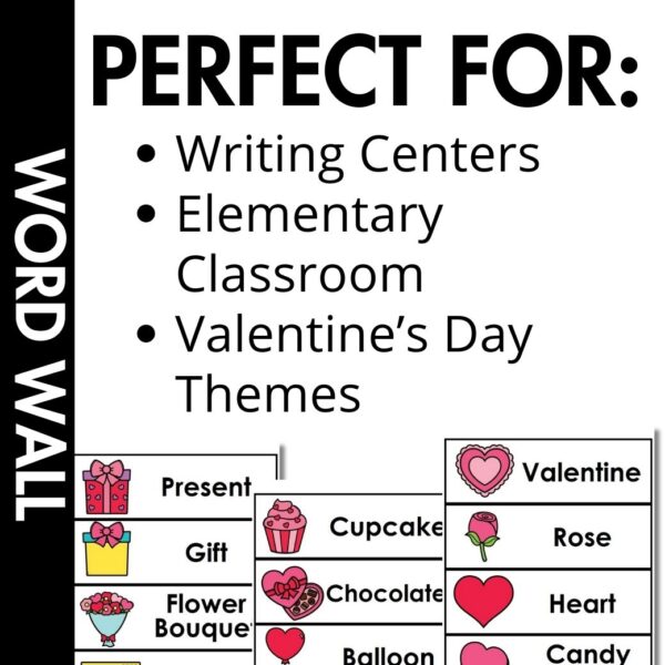 Valentine's Day Word Wall samples of the printable