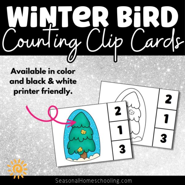 Winter Clip Cards Counting to 12 samples