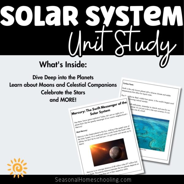 Solar System Unit Study unit page samples