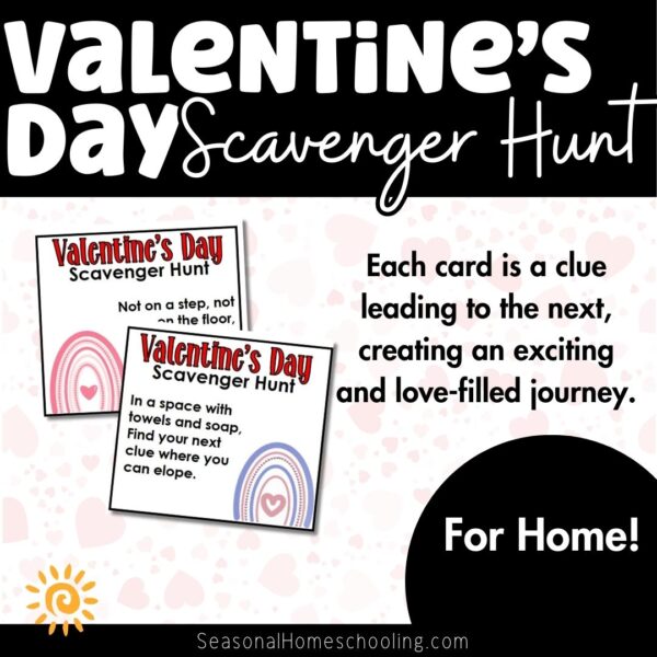 Valentine's Day Scavenger Hunt for Home printable card samples