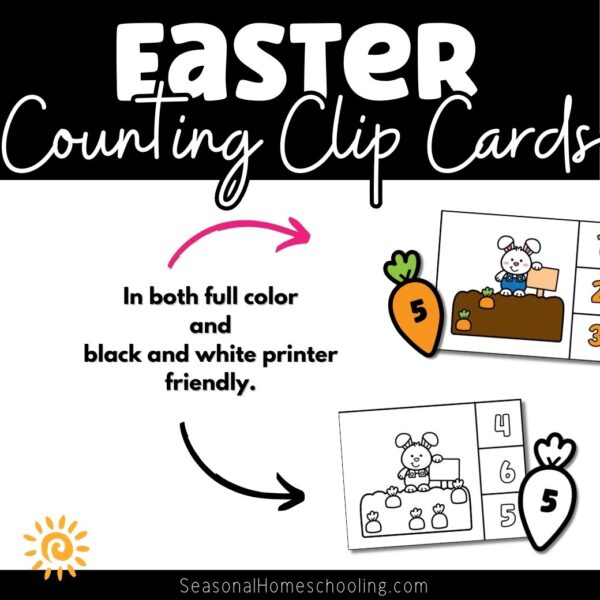 Easter Counting Clip Cards samples of printable