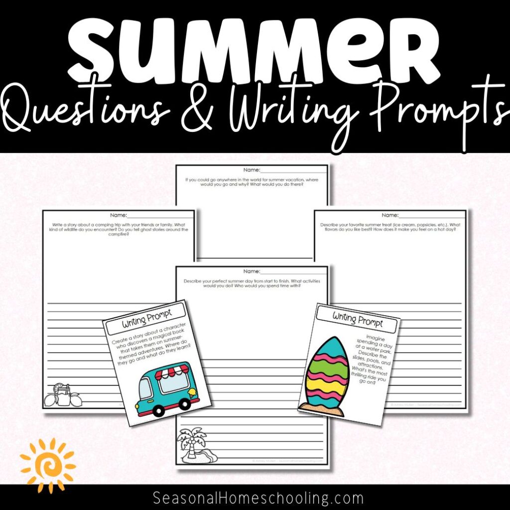 36 Summer Writing Prompts page samples