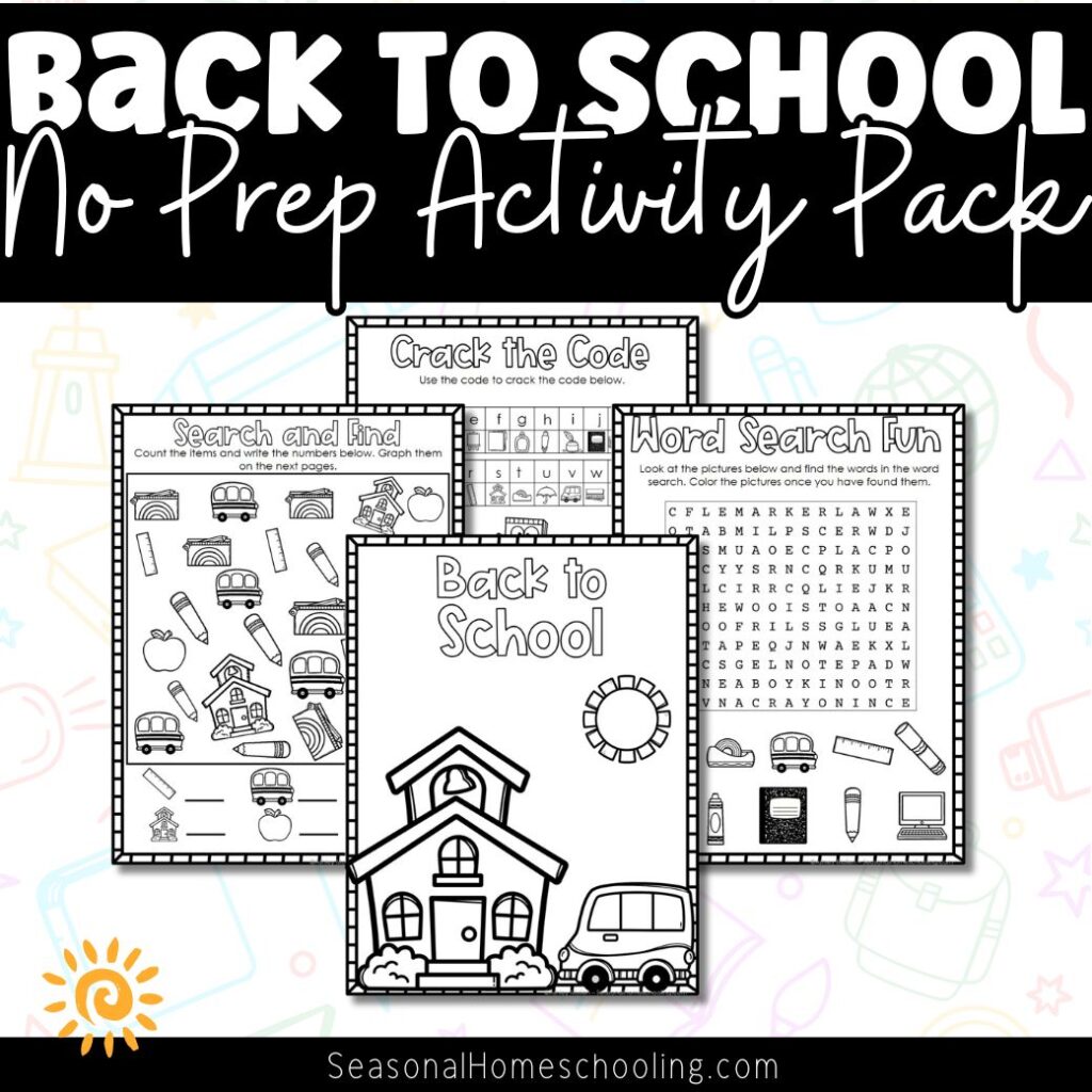 Back to School No Prep Activity Pack page samples