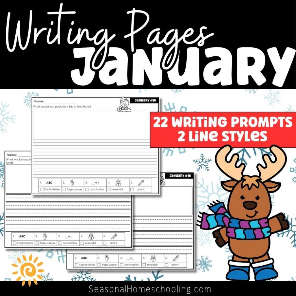 January Daily Journal Writing page samples