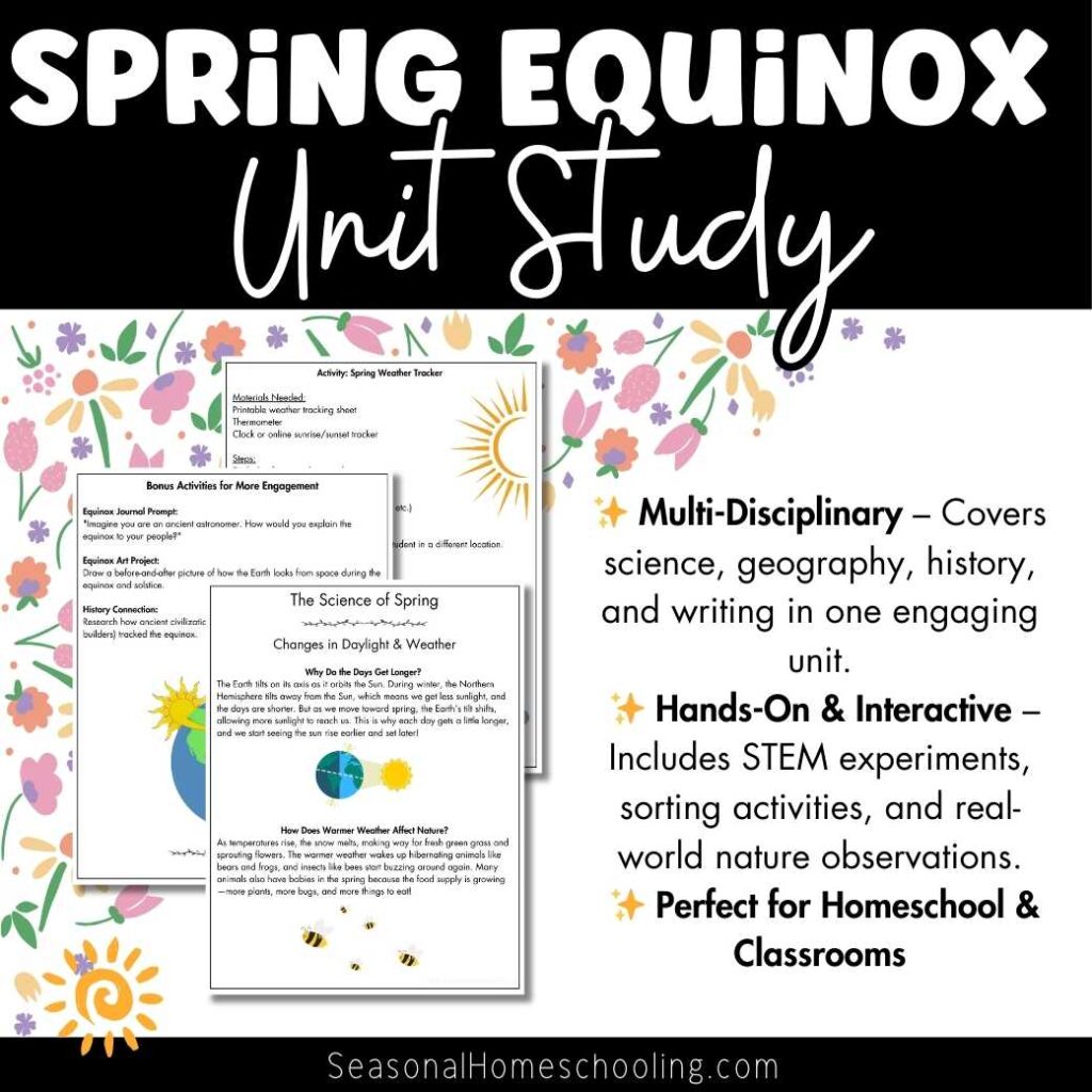 Spring Equinox unit study page samples