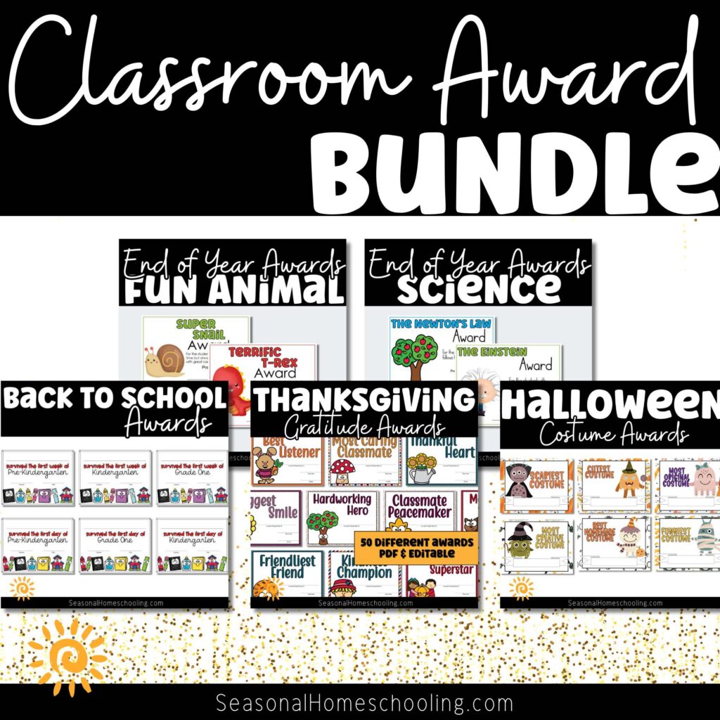 Bundle Classroom Award sample of award sets in bundle
