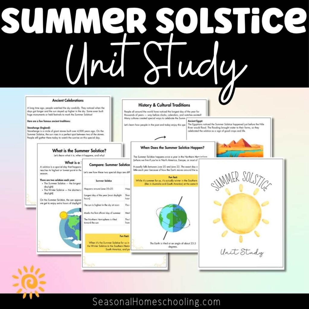 Summer Solstice Unit Study samples of pages
