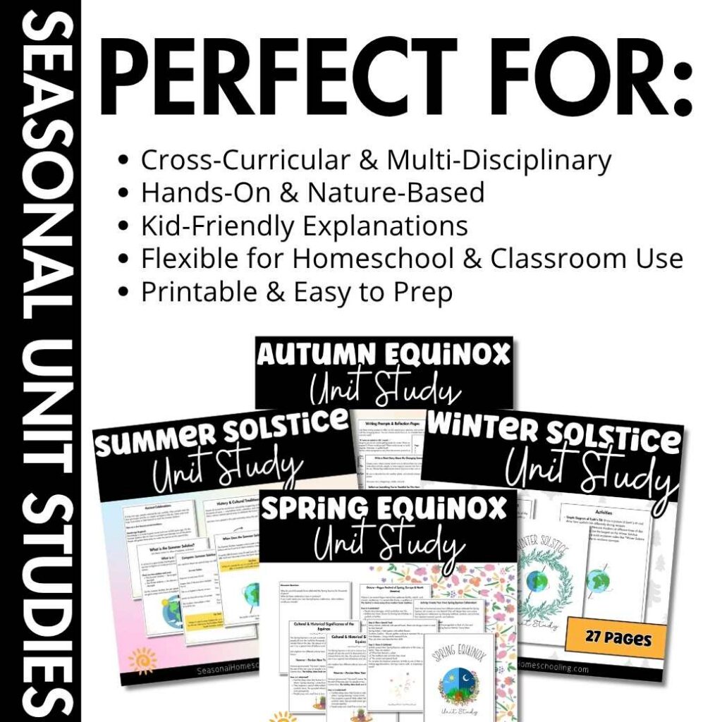 Seasonal Solstice & Equinox Unit Study Bundle sample of pages