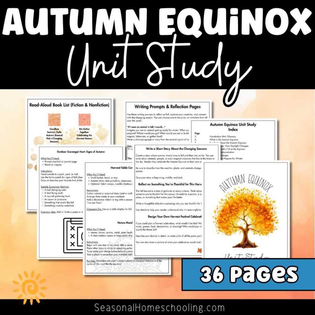 Autumn Equinox Unit Study samples of pages